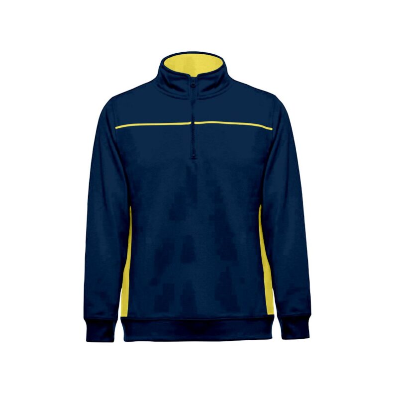 Sweat 1/4 Fecho Bicolor - Azul Marinho-Amarelo