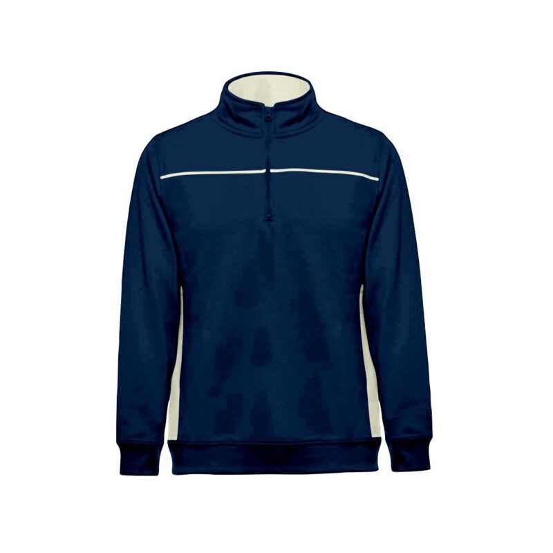 Sweat 1/4 Fecho Bicolor - Azul Marinho-Bege