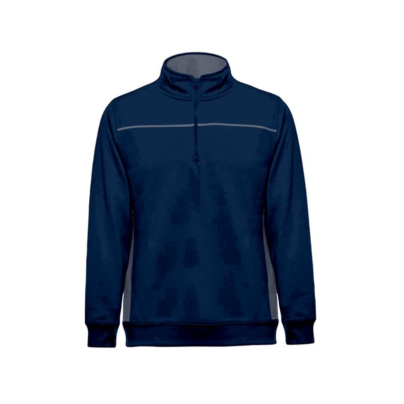 Sweat 1/4 Fecho Bicolor - Azul Marinho-Cinza Cimento