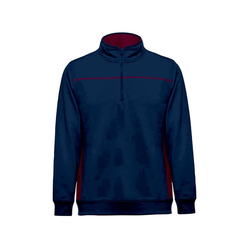Sweat 1/4 Fecho Bicolor - Azul Marinho-Grena Magno