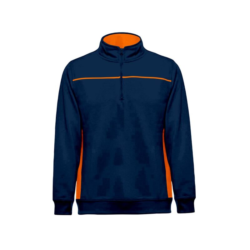 Sweat 1/4 Fecho Bicolor - Azul Marinho-Laranja