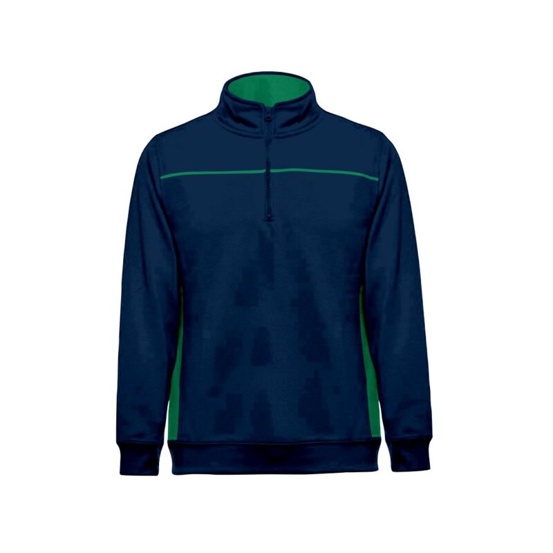 Sweat 1/4 Fecho Bicolor - Azul Marinho-Verde Kelly