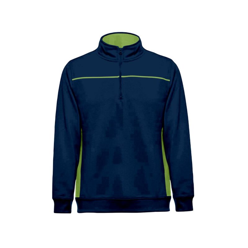 Sweat 1/4 Fecho Bicolor - Azul Marinho-Verde Maçã