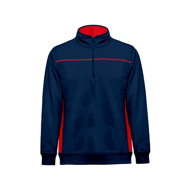 Sweat 1/4 Fecho Bicolor - Azul Marinho-Vermelho