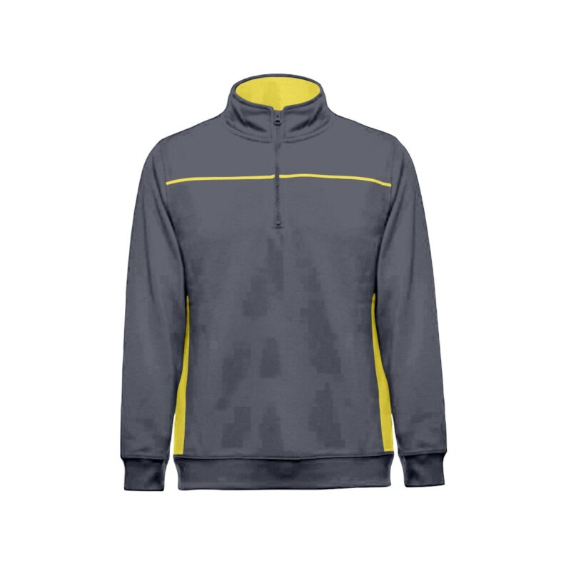 Sweat 1/4 Fecho Bicolor - Cinza Cimento-Amarelo