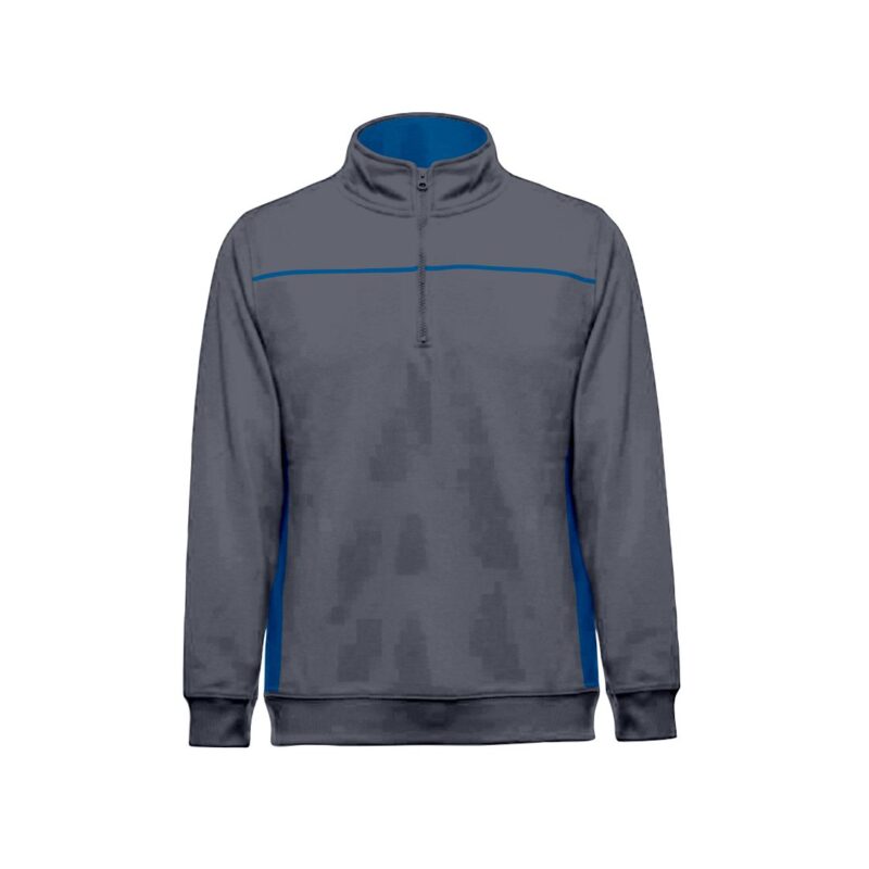 Sweat 1/4 Fecho Bicolor - Cinza Cimento-Azul Porto