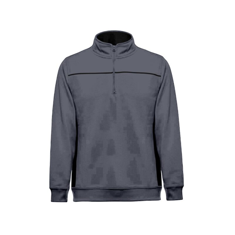 Sweat 1/4 Fecho Bicolor - Cinza Cimento-Preto