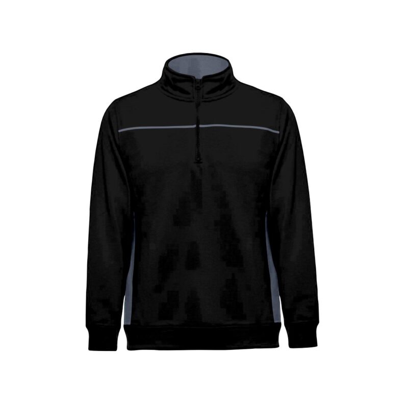 Sweat 1/4 Fecho Bicolor - Preto-Cinza Cimento