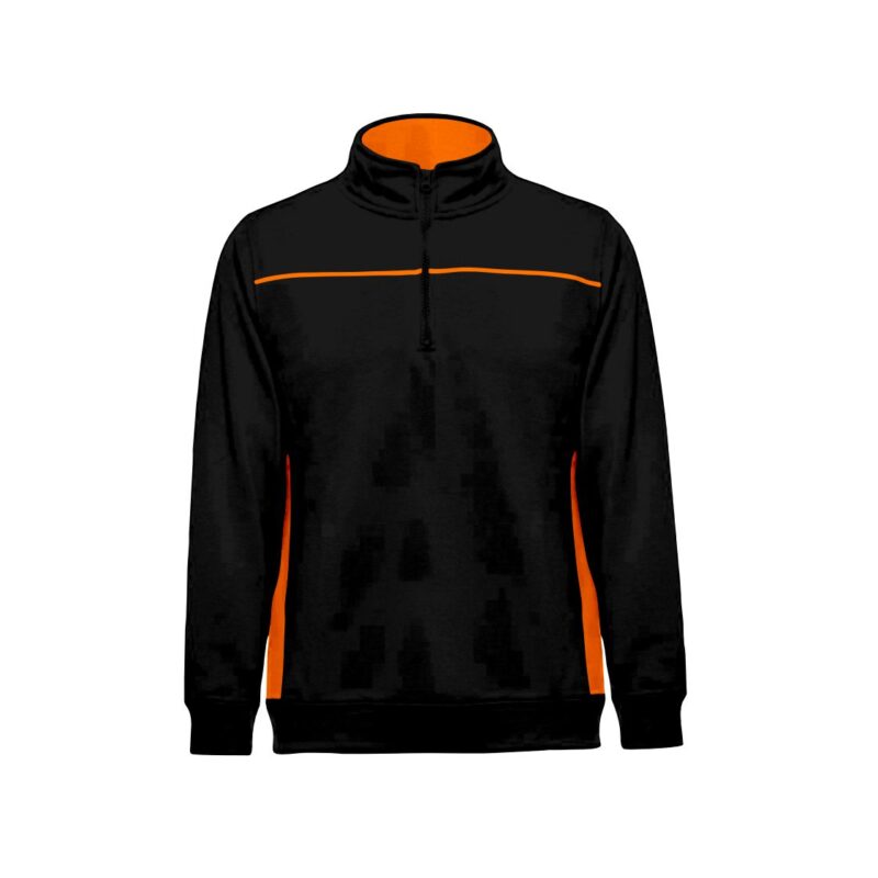 Sweat 1/4 Fecho Bicolor - Preto-Laranja