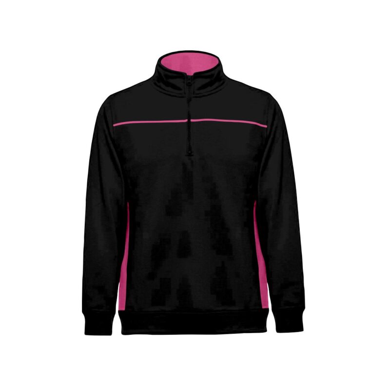Sweat 1/4 Fecho Bicolor - Preto-Rosa Magenta