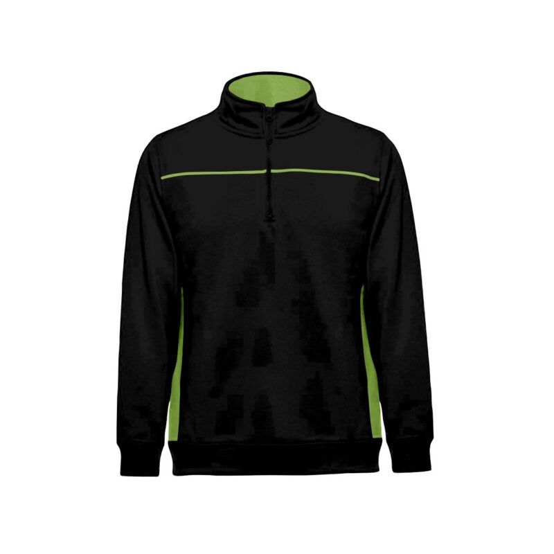 Sweat 1/4 Fecho Bicolor - Preto-Verde Maçã