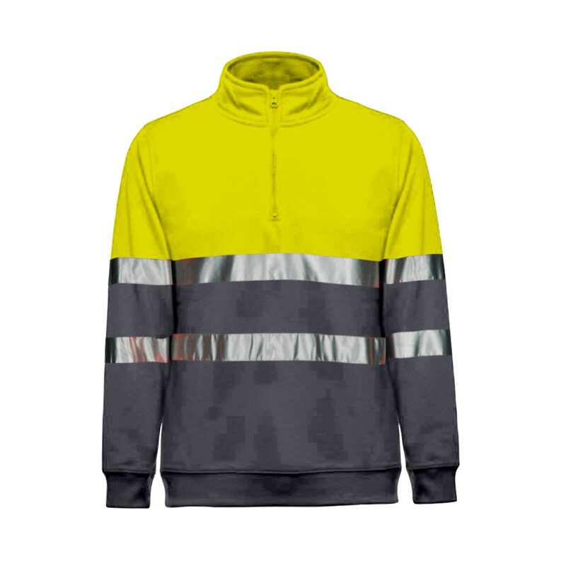 Sweatshirt Alta Visibilidade Refletora de Trabalho - Amarelo-Cinza Carvão