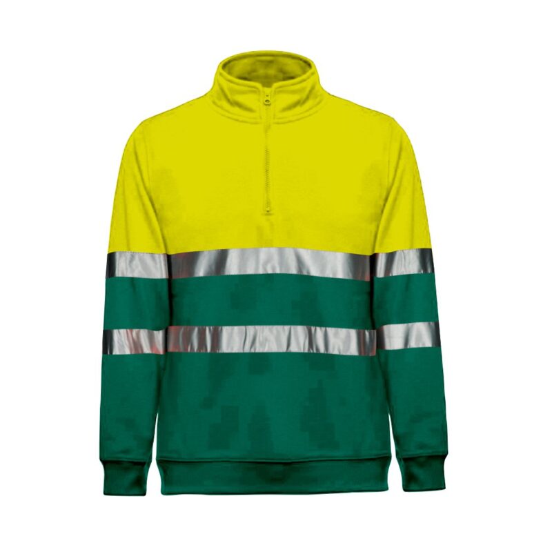 Sweatshirt Alta Visibilidade Refletora de Trabalho - Amarelo-Verde Garrafa