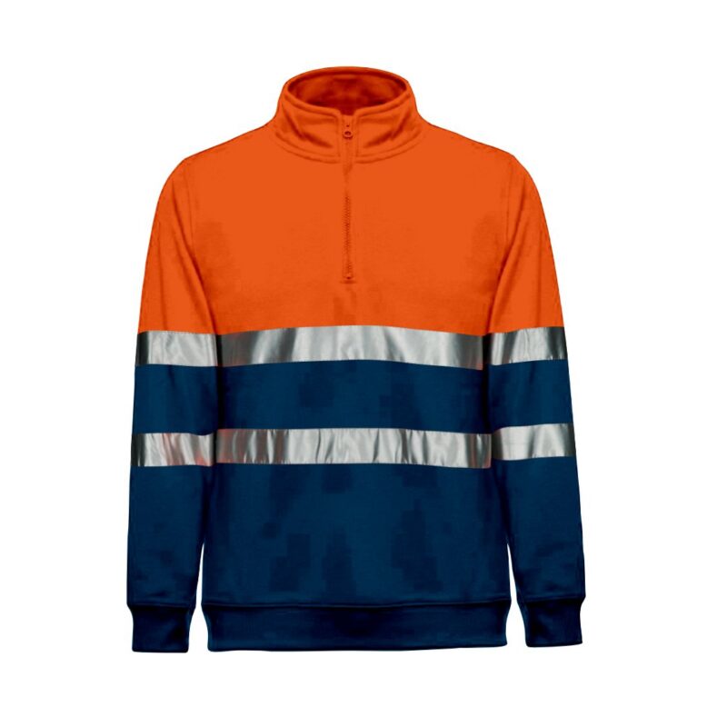 Sweatshirt Alta Visibilidade Refletora de Trabalho - Laranja-Azul Marinho