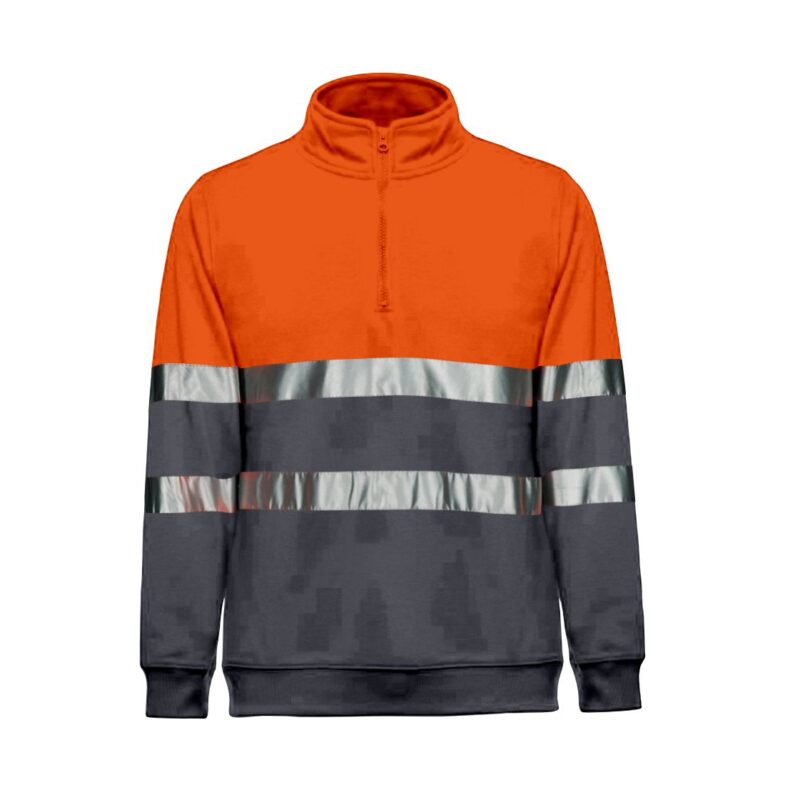 Sweatshirt Alta Visibilidade Refletora de Trabalho - Laranja-Cinza Carvão