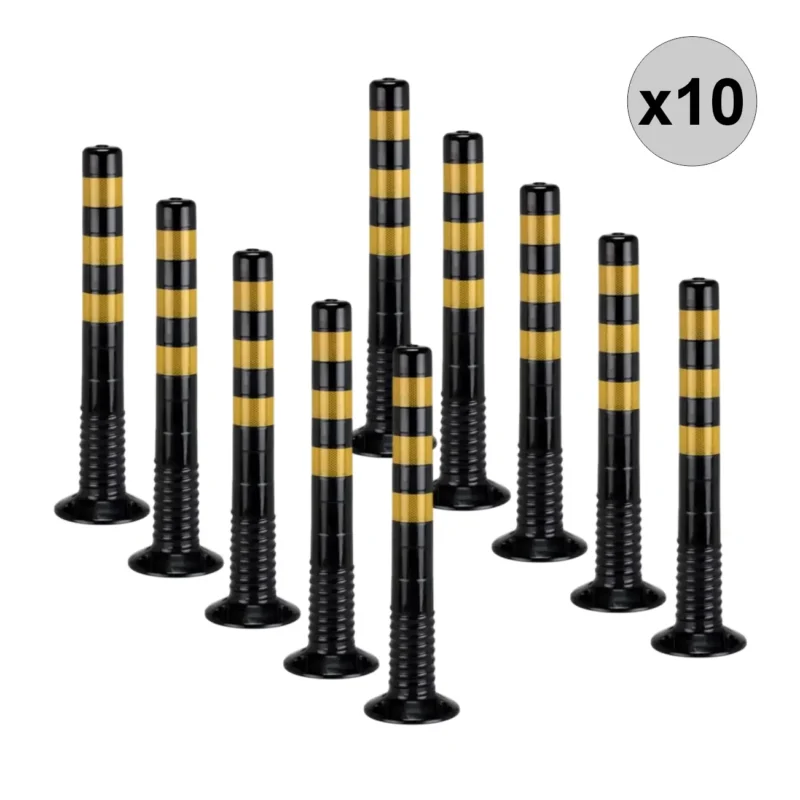 Pack 10x Postes Flexíveis 75cm Sinalização Trânsito Estacionamento Faixas Refletoras
