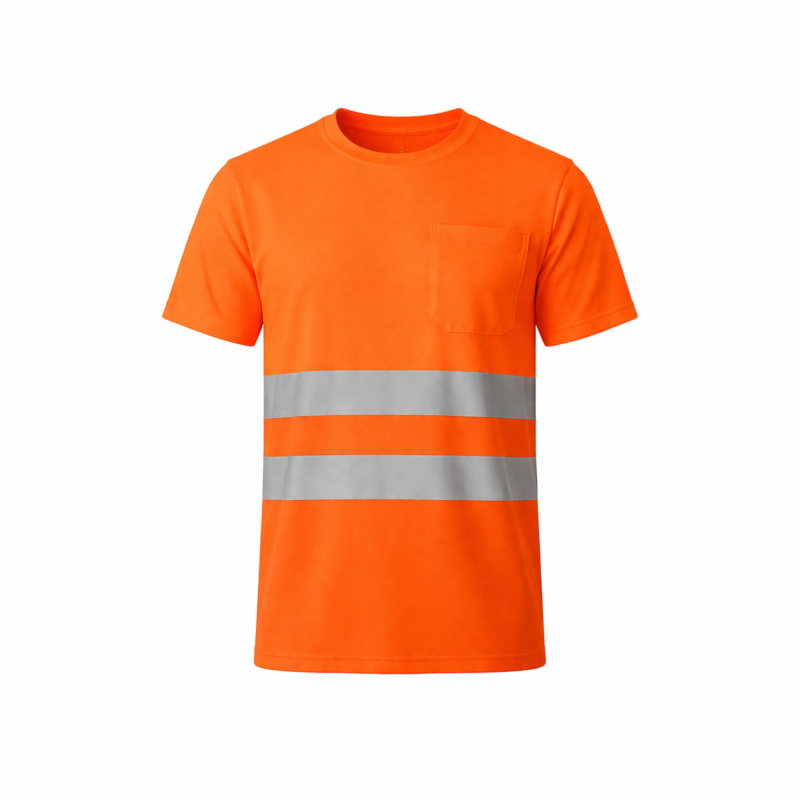 T-Shirt Alta Visibilidade Refletor para Trabalho - Laranja Fluor, M