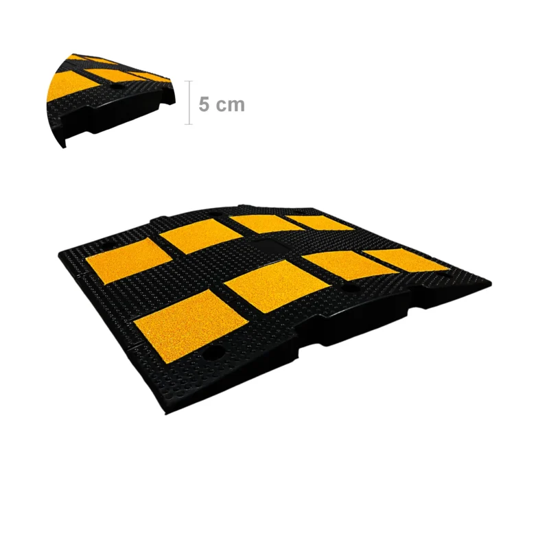 Lomba Redutora Velocidade 5cm Estrada Borracha Preto Amarelo Estacionamento 60x50x5cm